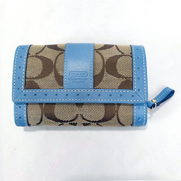 Coach Vintage Leather & Canvas Wallet with Key Chain - Picture 4 of 11